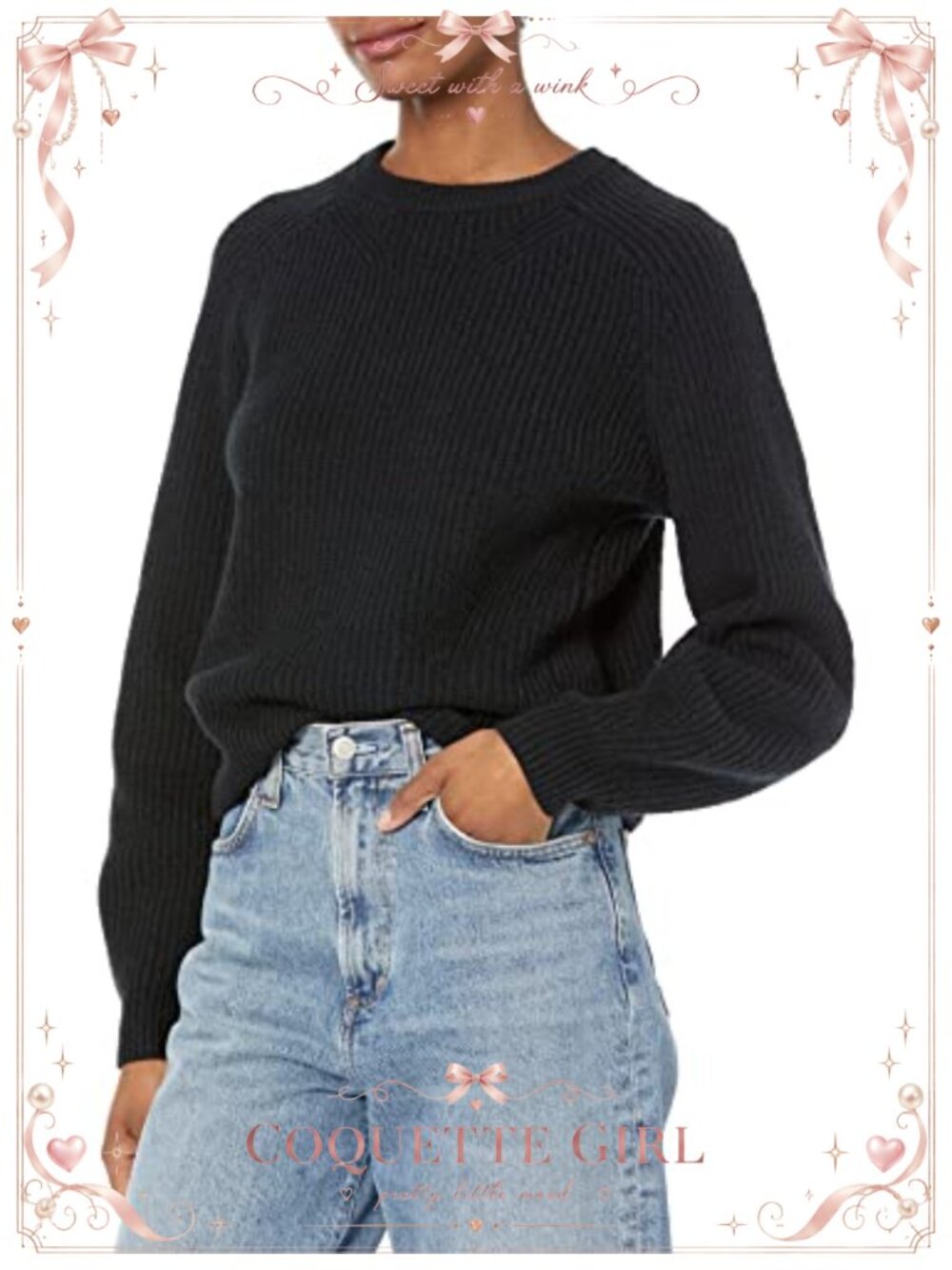 Women's Crew Neck Rib Sweater Relaxed Fit Long Sleeve Pullover